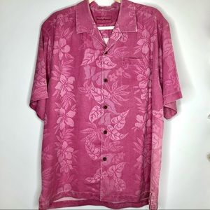 Tommy Bahama pink button up shirt short sleeves